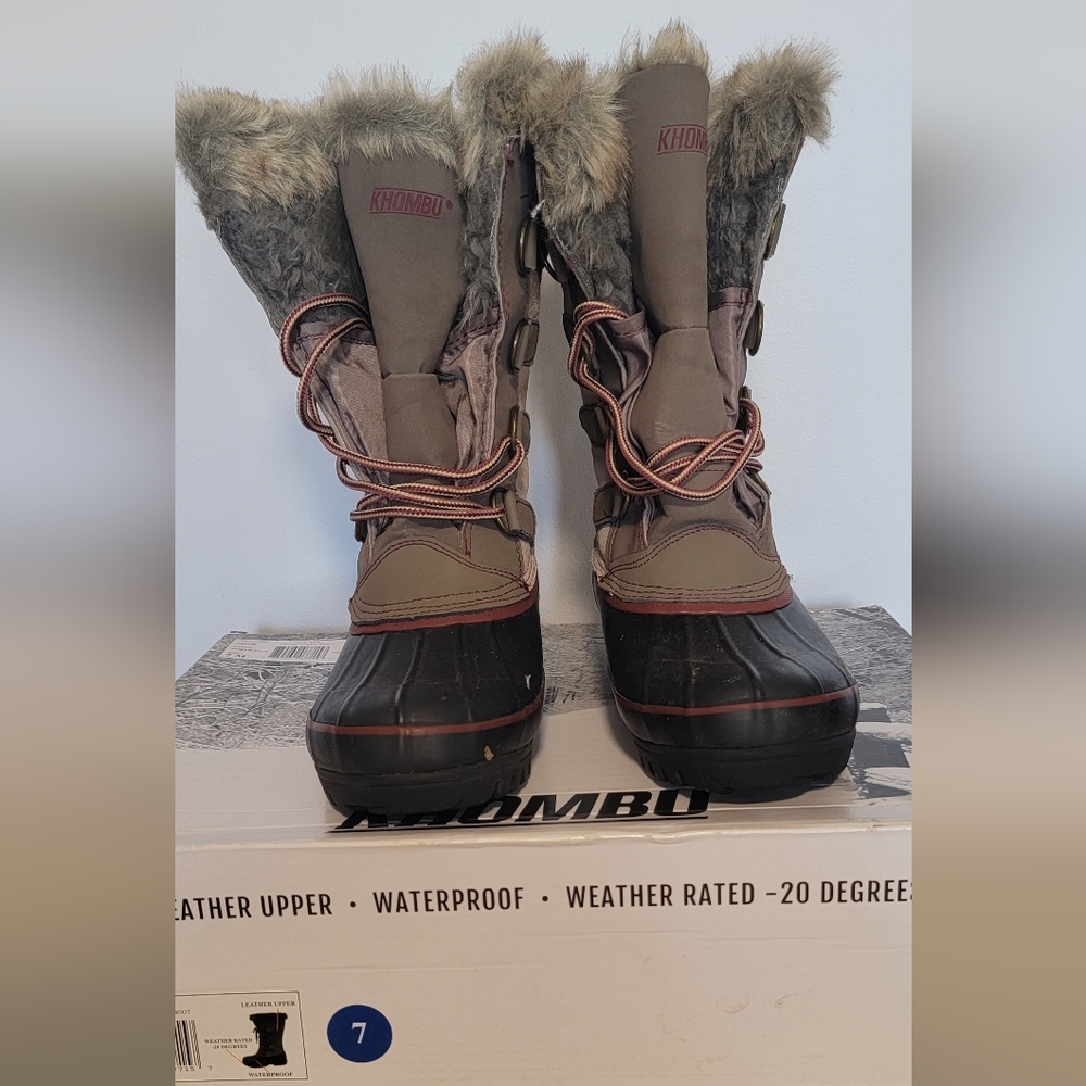 Khombu Womens North Star Waterproof Winter Boots-tan, Size 7